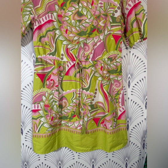Vibrant Pink and Green Patterned Dress Womens size small - Picture 5 of 8